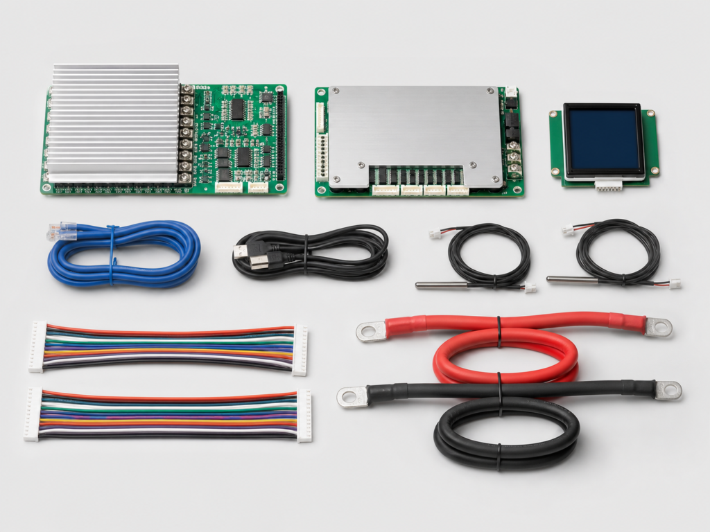 Battery management systems, display, sensors and connection cables