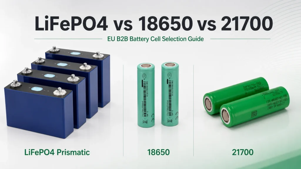LiFePO4 prismatic, EVE 18650 and Samsung 21700 battery cell comparison for EU B2B buyers